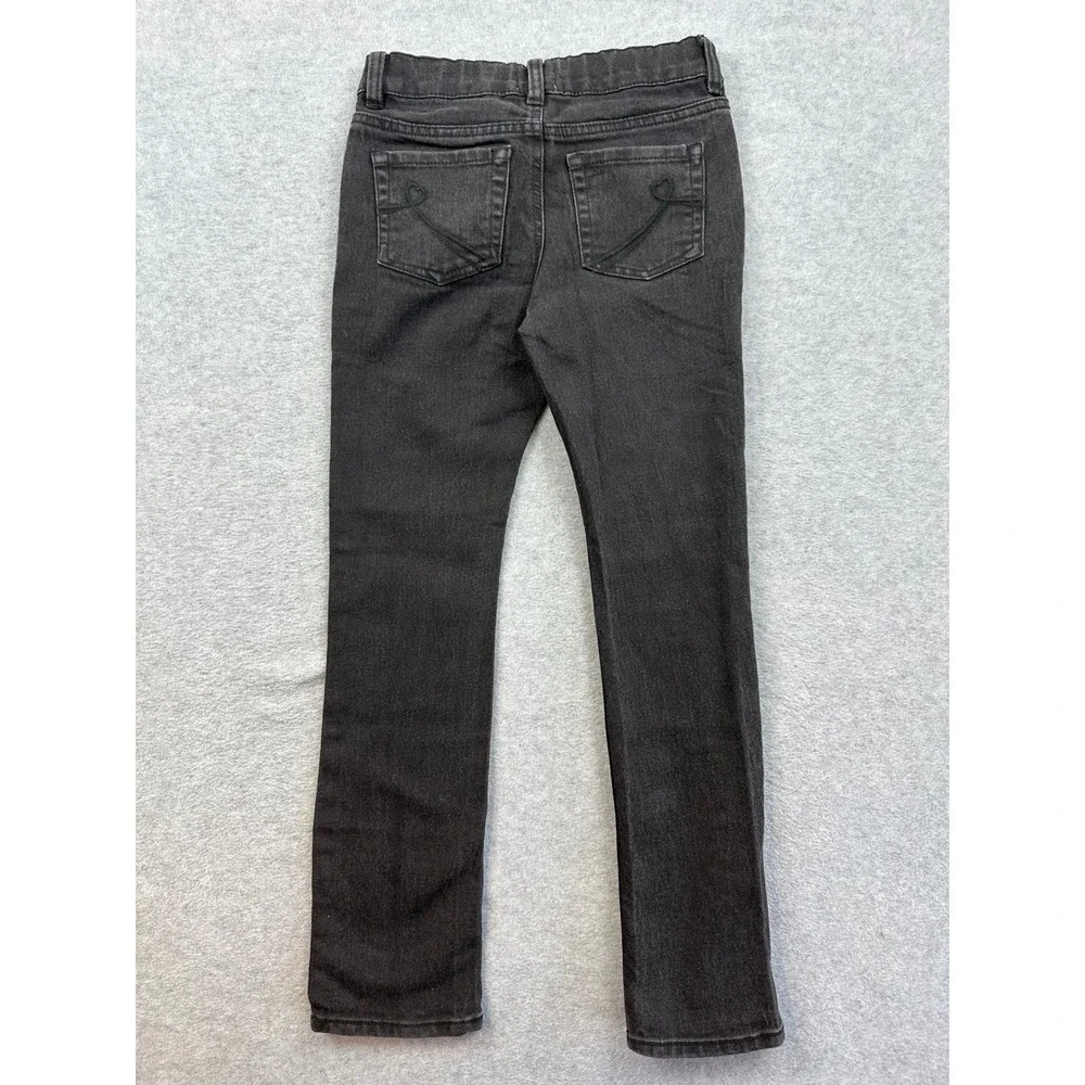 The Childrens Place Girls Skinny Stretch Jeans Black Denim Size 8 Heart Pockets